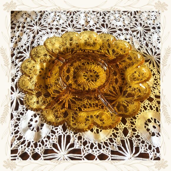 Vintage Brockway Glass American Concord Amber Relish Tray - Picture 2 of 3